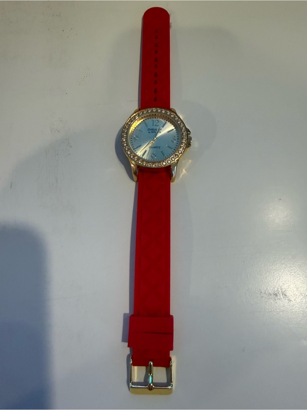 Red Silicone Crystal-Bezel Women's Watch by Unknown Brand